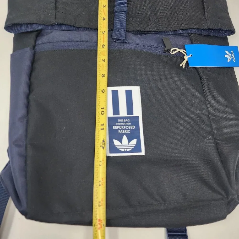 Adidas Backpack Mens Blue Reprocess Fabric Roll Top Padded Casual Bag Sports